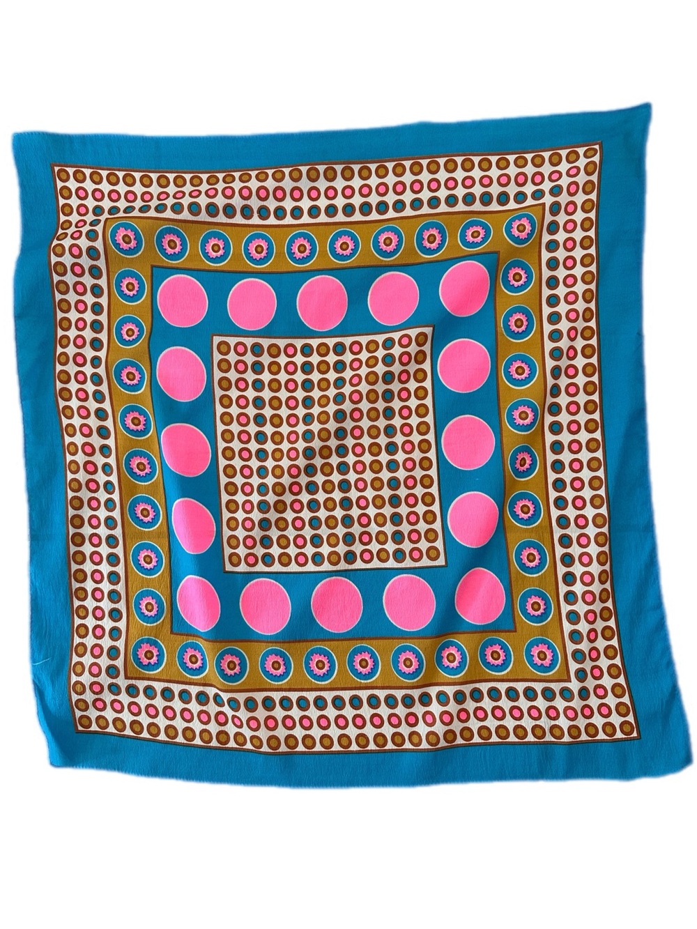 Vintage Mod Geometric Polka Dot Scarf Turquoise Neon Psychedelic Square Scarf